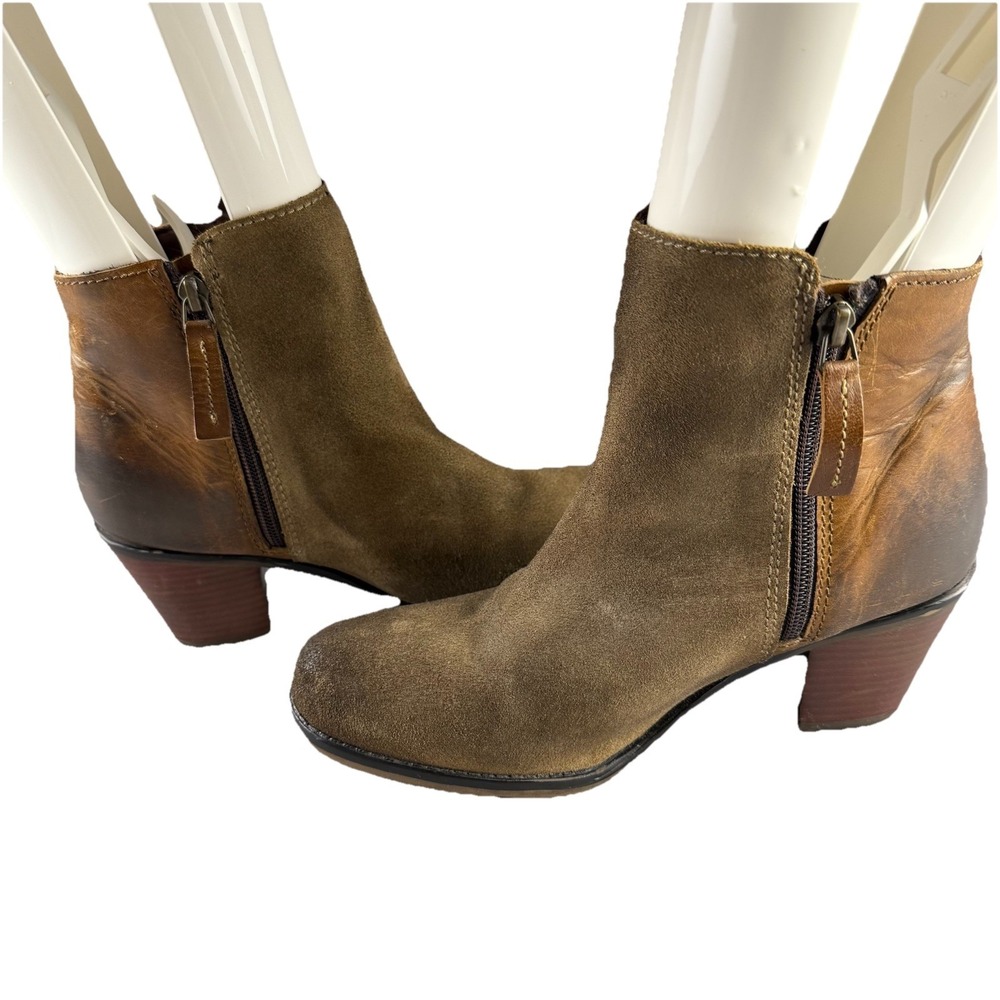 Roan Bed Stu Distressed Leather Ankle Boots SIZE US 10 Brown Two Tone Country